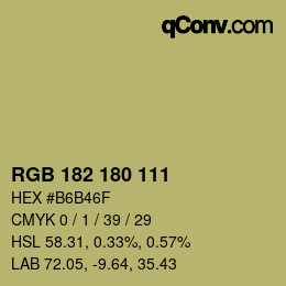 Color code: RGB 182 180 111 | qconv.com