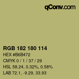 Color code: RGB 182 180 114 | qconv.com