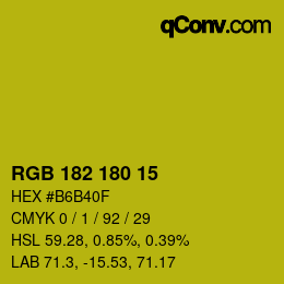 Color code: RGB 182 180 15 | qconv.com