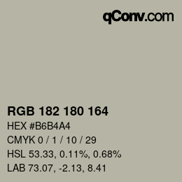 Color code: RGB 182 180 164 | qconv.com