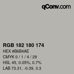 Color code: RGB 182 180 174 | qconv.com