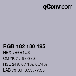 Código de color: RGB 182 180 195 | qconv.com