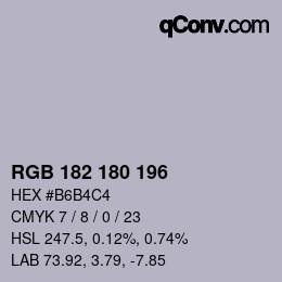 Color code: RGB 182 180 196 | qconv.com