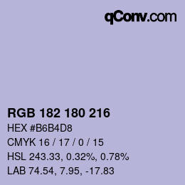Color code: RGB 182 180 216 | qconv.com