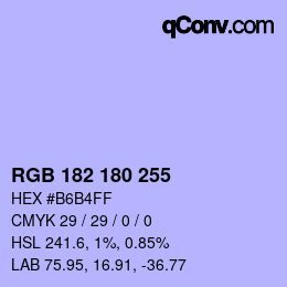 Color code: RGB 182 180 255 | qconv.com