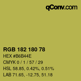 Color code: RGB 182 180 78 | qconv.com