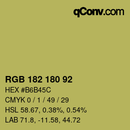 Color code: RGB 182 180 92 | qconv.com