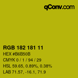 Color code: RGB 182 181 11 | qconv.com