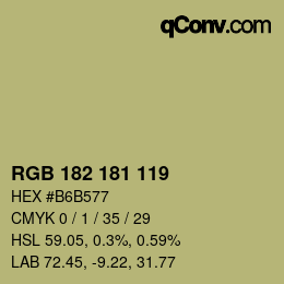 Código de color: RGB 182 181 119 | qconv.com