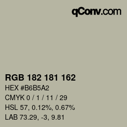 Color code: RGB 182 181 162 | qconv.com