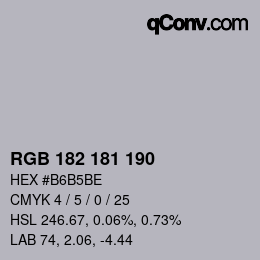 Color code: RGB 182 181 190 | qconv.com