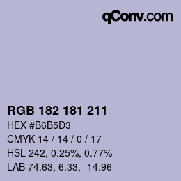 Color code: RGB 182 181 211 | qconv.com