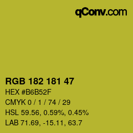 Color code: RGB 182 181 47 | qconv.com