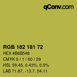 Color code: RGB 182 181 72 | qconv.com