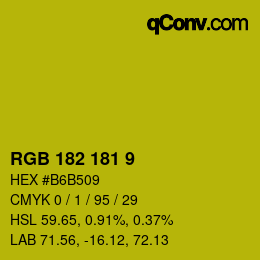 カラーコード: RGB 182 181 9 | qconv.com