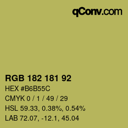 Color code: RGB 182 181 92 | qconv.com