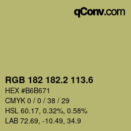 カラーコード: RGB 182 182.2 113.6 | qconv.com