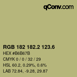 カラーコード: RGB 182 182.2 123.6 | qconv.com