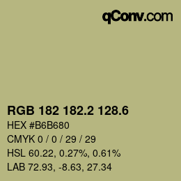 カラーコード: RGB 182 182.2 128.6 | qconv.com