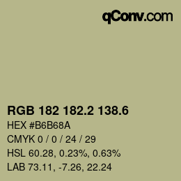 カラーコード: RGB 182 182.2 138.6 | qconv.com