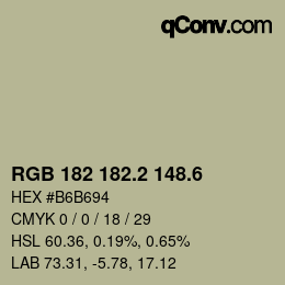 カラーコード: RGB 182 182.2 148.6 | qconv.com
