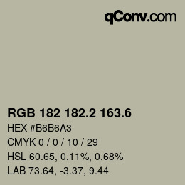 カラーコード: RGB 182 182.2 163.6 | qconv.com