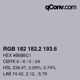 カラーコード: RGB 182 182.2 193.6 | qconv.com