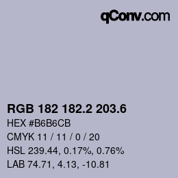 カラーコード: RGB 182 182.2 203.6 | qconv.com