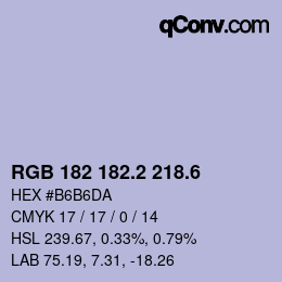 カラーコード: RGB 182 182.2 218.6 | qconv.com