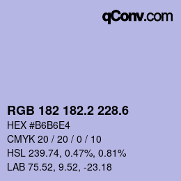 カラーコード: RGB 182 182.2 228.6 | qconv.com