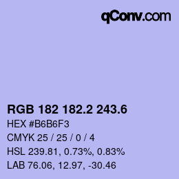 カラーコード: RGB 182 182.2 243.6 | qconv.com
