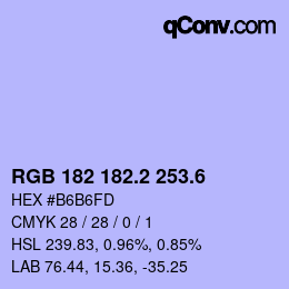 カラーコード: RGB 182 182.2 253.6 | qconv.com