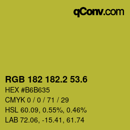 カラーコード: RGB 182 182.2 53.6 | qconv.com