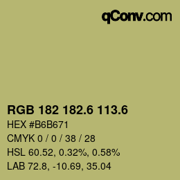 カラーコード: RGB 182 182.6 113.6 | qconv.com