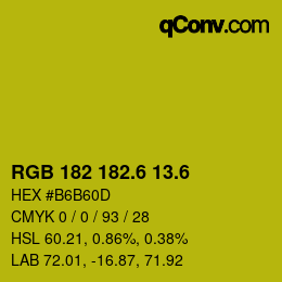カラーコード: RGB 182 182.6 13.6 | qconv.com