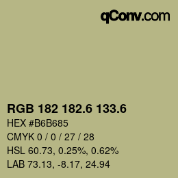 カラーコード: RGB 182 182.6 133.6 | qconv.com