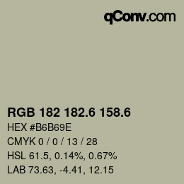 カラーコード: RGB 182 182.6 158.6 | qconv.com