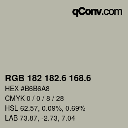 カラーコード: RGB 182 182.6 168.6 | qconv.com