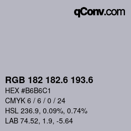 カラーコード: RGB 182 182.6 193.6 | qconv.com