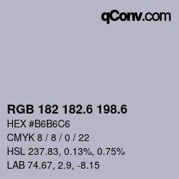 カラーコード: RGB 182 182.6 198.6 | qconv.com