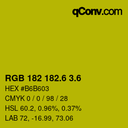 カラーコード: RGB 182 182.6 3.6 | qconv.com