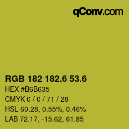 カラーコード: RGB 182 182.6 53.6 | qconv.com