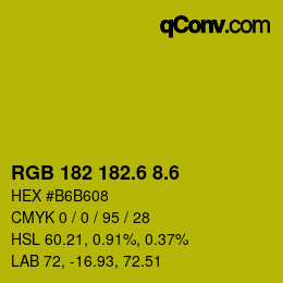 カラーコード: RGB 182 182.6 8.6 | qconv.com