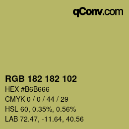 Color code: RGB 182 182 102 | qconv.com