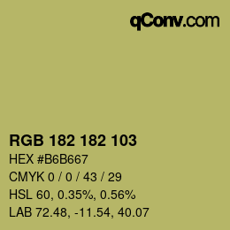 カラーコード: RGB 182 182 103 | qconv.com