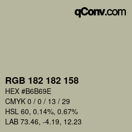 Color code: RGB 182 182 158 | qconv.com