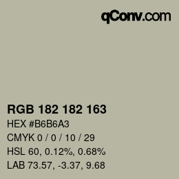 Color code: RGB 182 182 163 | qconv.com