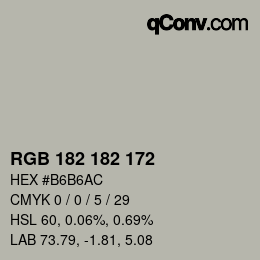 Color code: RGB 182 182 172 | qconv.com