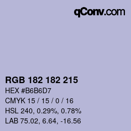 カラーコード: RGB 182 182 215 | qconv.com