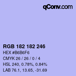 カラーコード: RGB 182 182 246 | qconv.com